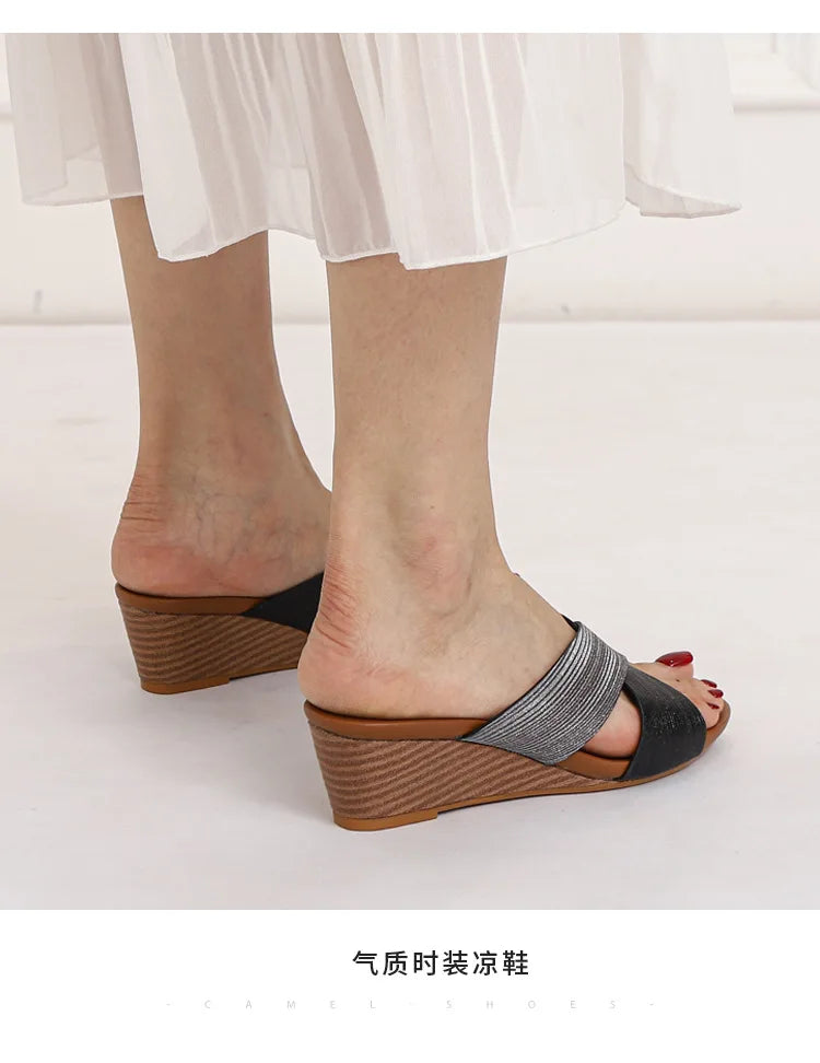 Bohemian Wedge Open Toe Sandals Lightweight Summer Casual for Women
