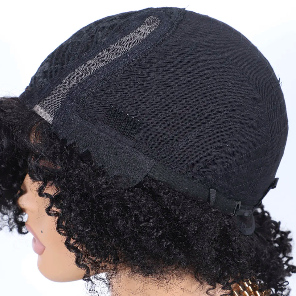Glueless Short Curly Pixie Lace Bob Hair Wig for Women