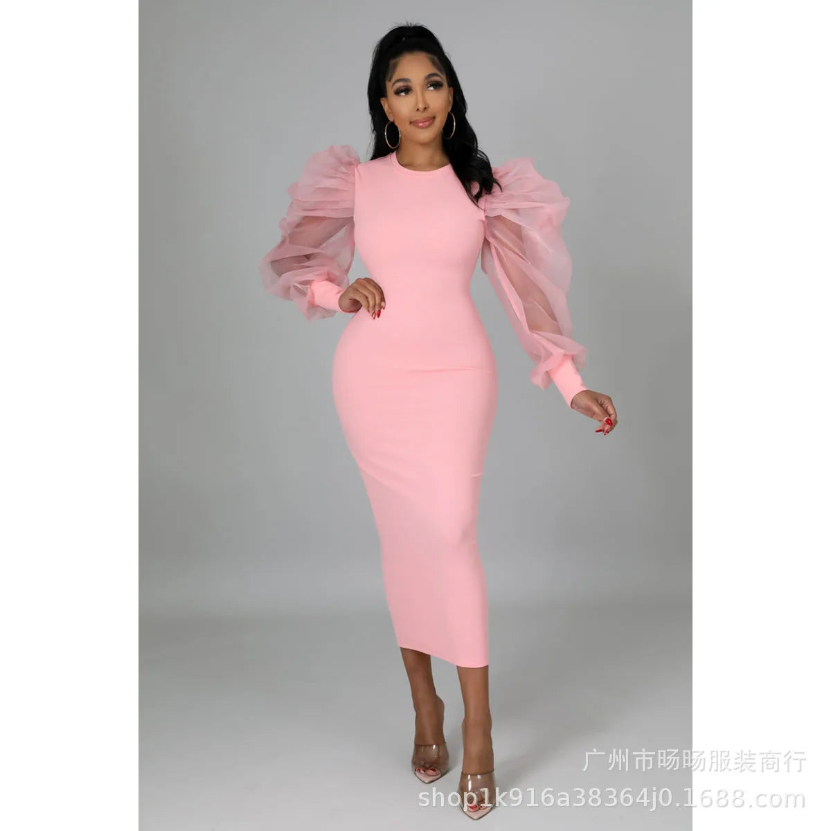 Women White Long Dress Lace Lantern Full Sleeve Round Neck A Line Dresses Elegant Ladies Splice Skirts Autumn Formal Vestidos