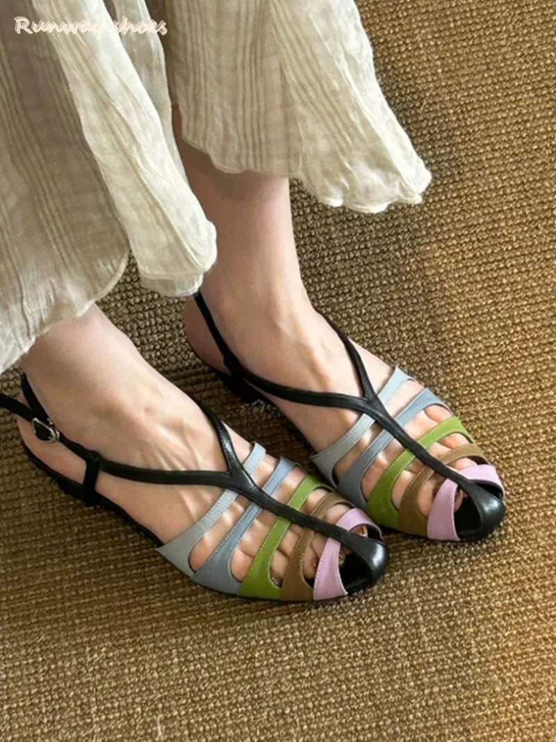Luxury Rhinestone Buckle Open Toe Stiletto Sandals For Women