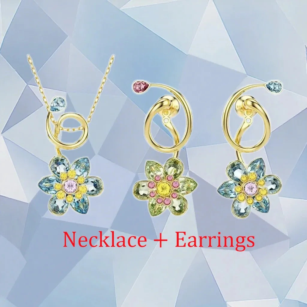 Gold Plated Zirconia Crystal Pendant Set for Women