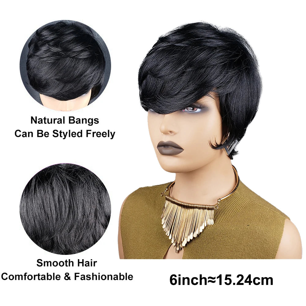 Straight Brazilian Human Hair Short Bob Wig For Women