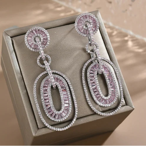 Geometric Zircon Drop Earrings