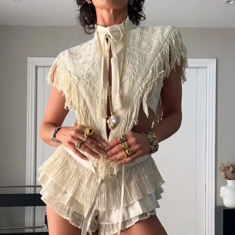 Soft Textured Embroidered Tassel Fringe Shawl For Women