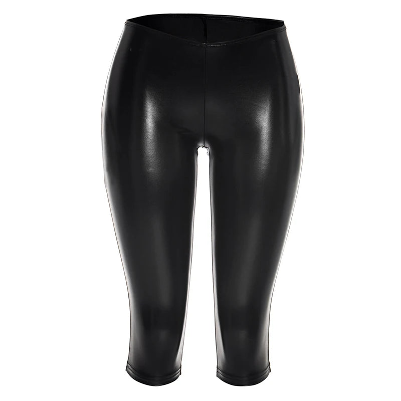 Low-Rise Leather Patchwork Bodycon Pants for Women