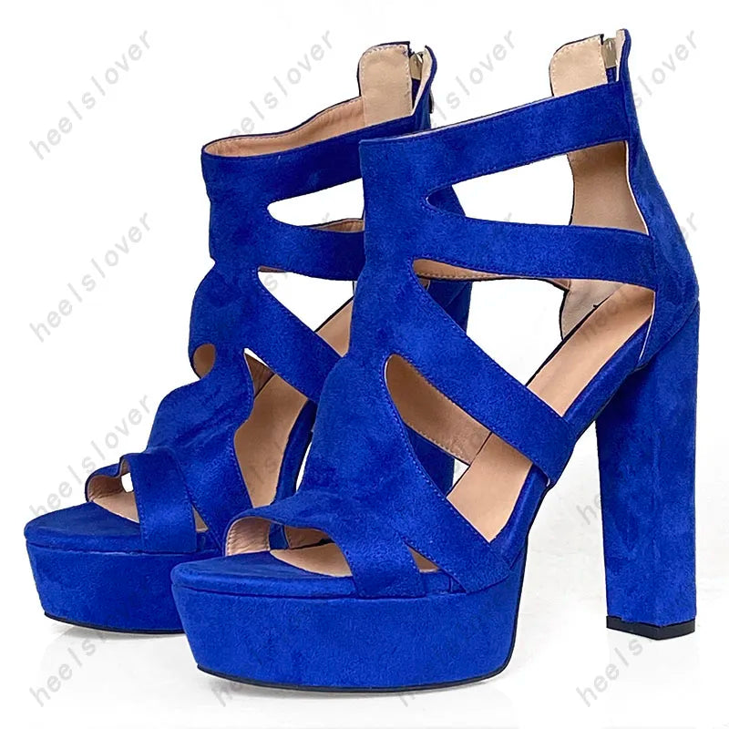 Open Toe Platform Sandals With Square Heel For Women