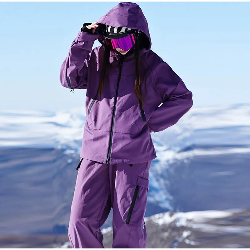 Waterproof Fleece-Lined Hooded Windbreaker Set for Women