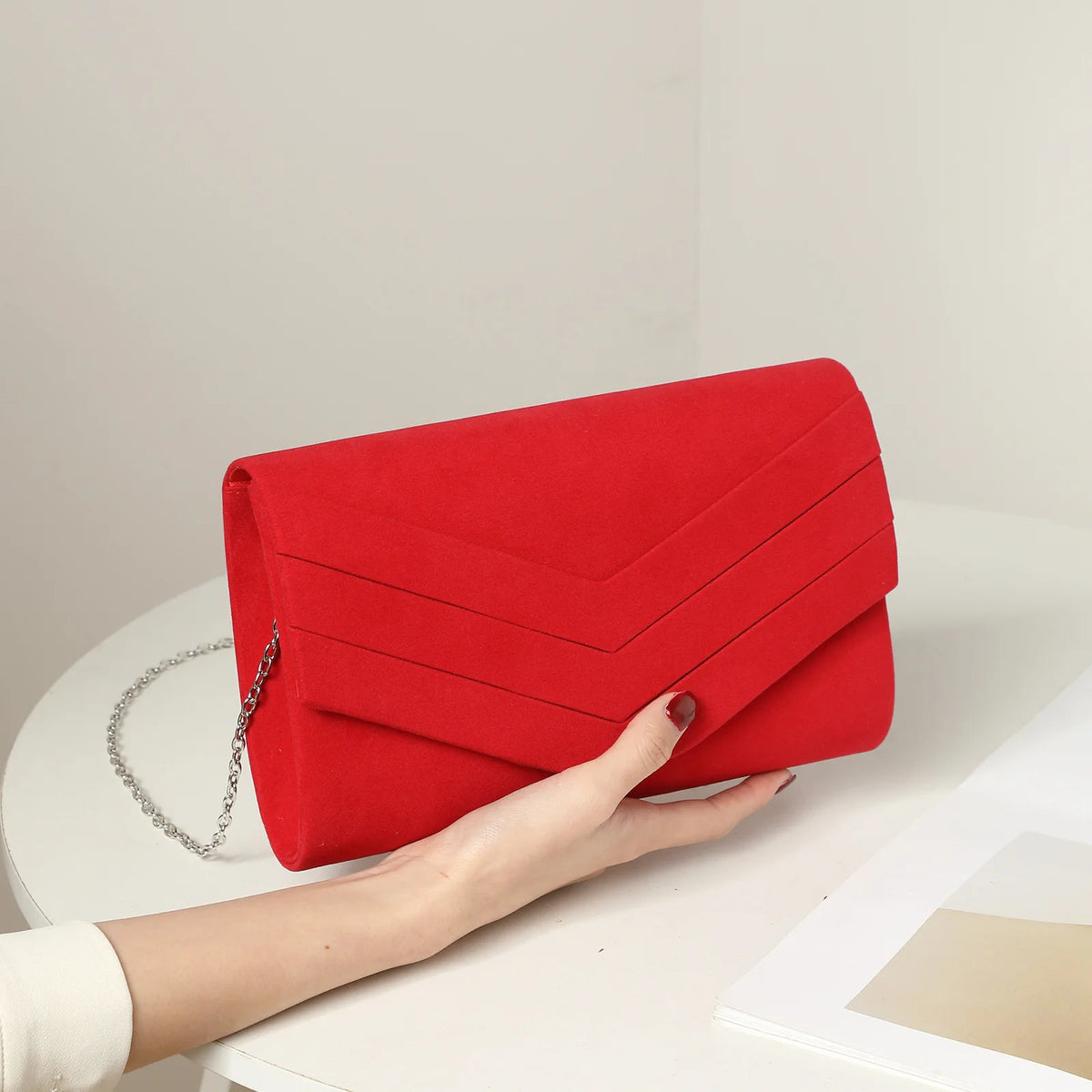 Sequined Velvet Chain Evening Clutch Bag for Women