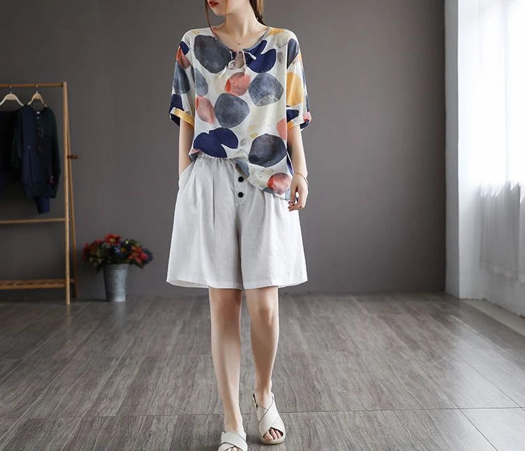 Short Pants Woman Bermuda with Waist Pocket Knee Length Mid Cotton Half Shorts for Women Elastic Linen Trend 2025 Kpop Wholesale