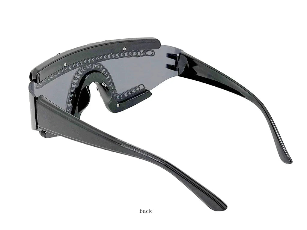 Oversized Rhinestone Chain Sunglasses