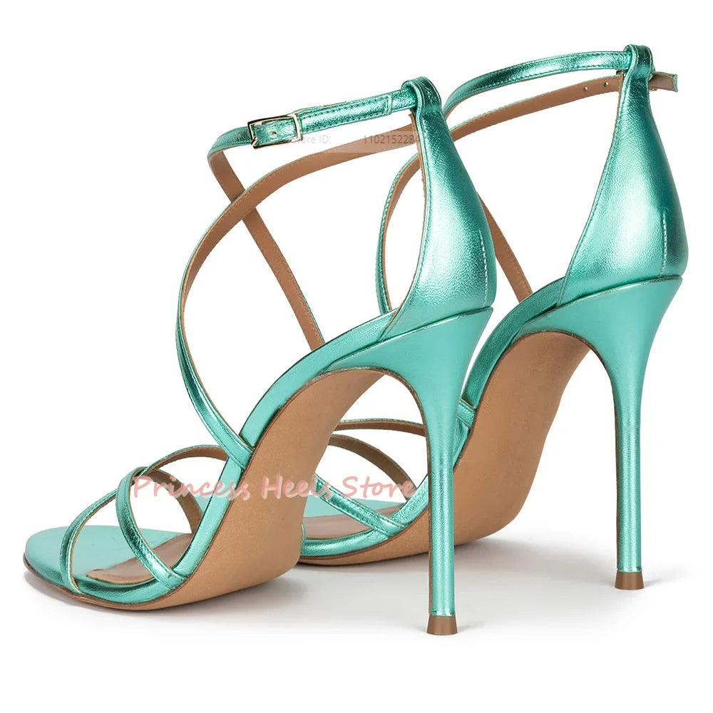Round Toe Straps Sandals With Thin Heels for Women