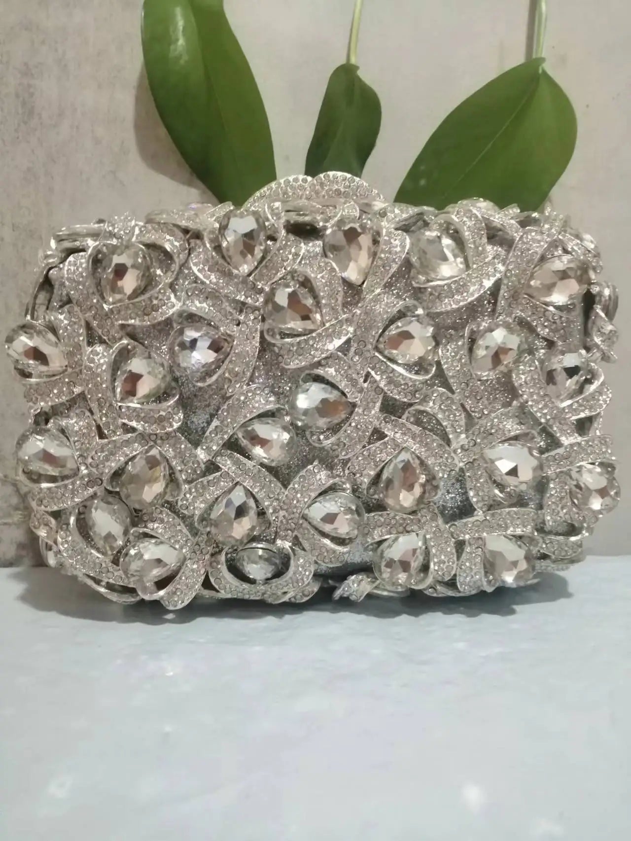 Women Gold/Silver/Green Big Stones Clutch Purse Lady Evening Bags Wedding Party Rhinestone Handbags Ladies Gala Clutches Bags