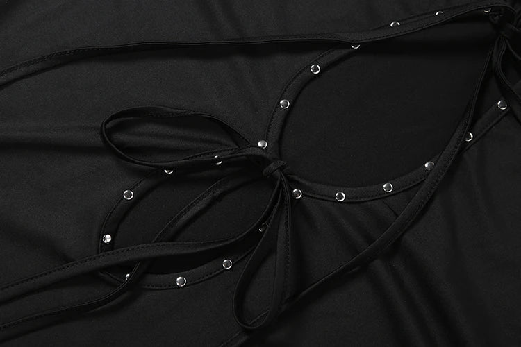 Rivet Stand Collar Cutout Bandage Tank Top for Women