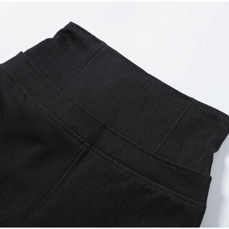 Single Button Denim Jacket With Wide Leg Pants For Women