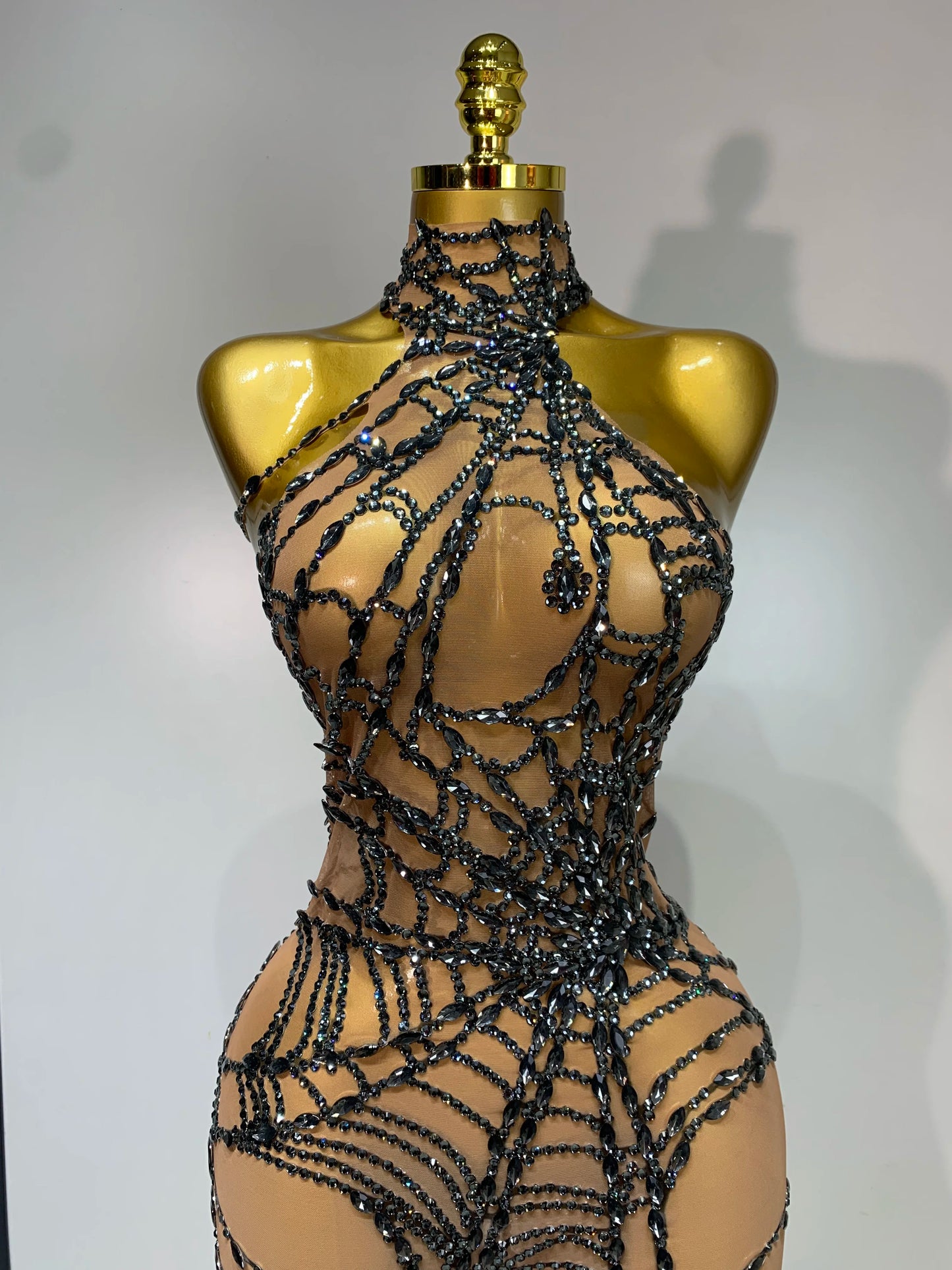 STOCK Sparkly Diamond Women Sexy Mesh Jumpsuit Nightclub Bar Party Show Gogo Dancer Clothing Drag Queen Outfit Stage Costume