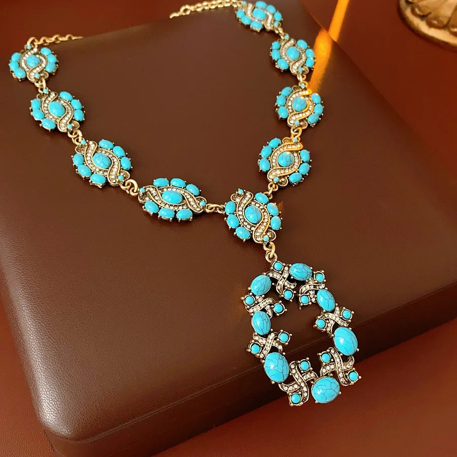 Blue Cross Necklace And Earrings Set