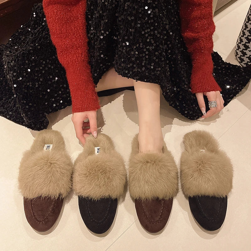 Plush Faux Fur Slippers