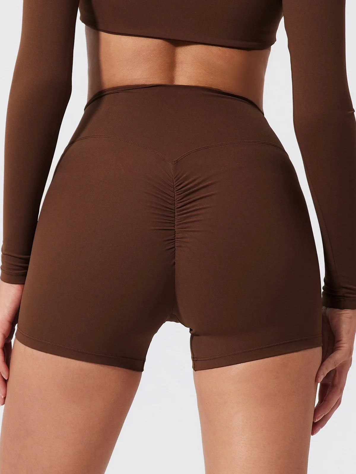 Sporty Solid U-Neck Crop Top and Shorts Two-Piece Set for Women