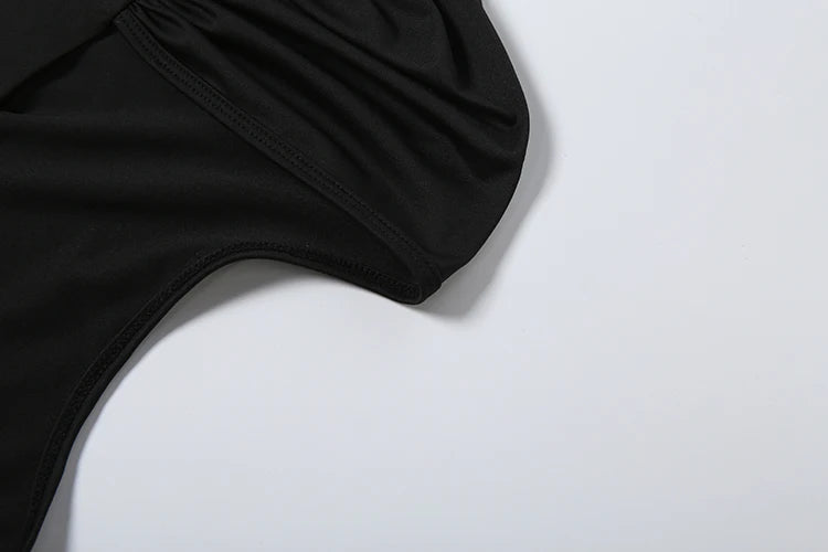 Elegant Ruched Backless Patchwork Mini Dress for Women