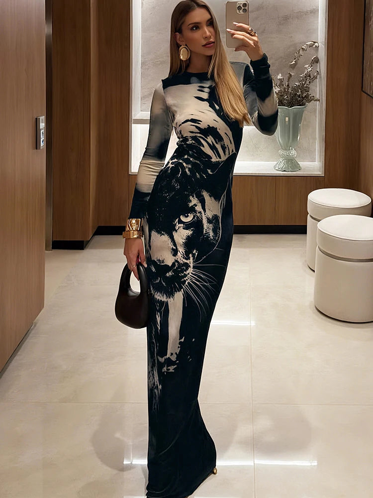 Tiger Print Maxi Dress