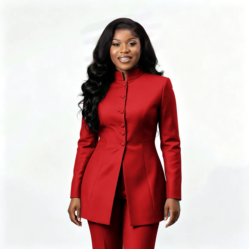 Smart Casual Two Piece Knit Blazer Set with Pants for Women