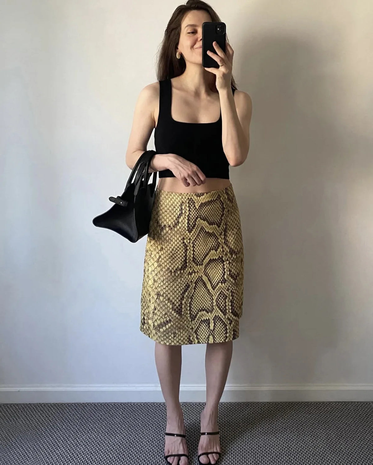 Snake Print High Waist Slim Fit Midi Skirt for Women