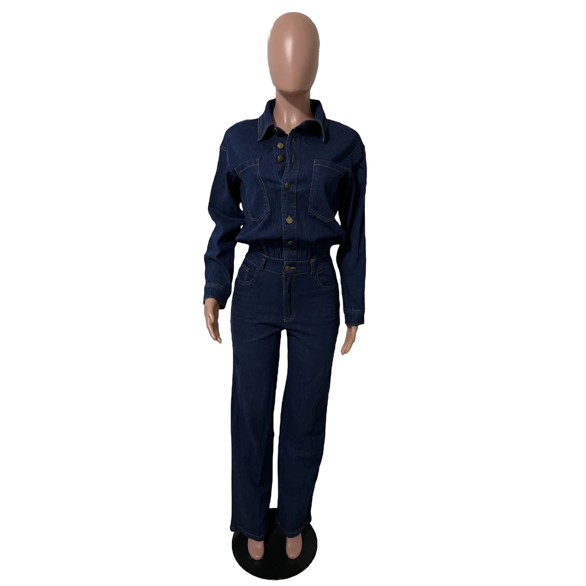 Washed Distressed Denim Jumpsuit