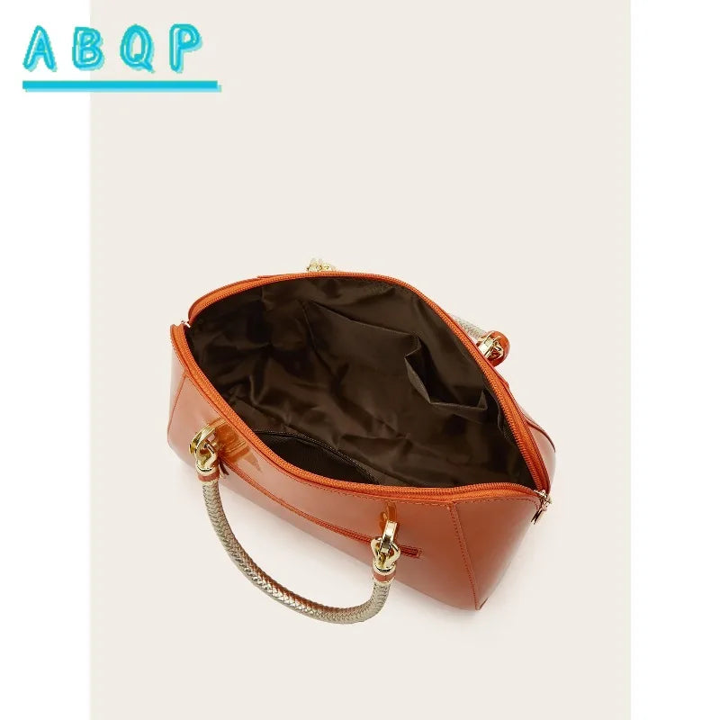 ABQP New Women's Handbag Luxury Brand Fashion Patent Leather Women's Shoulder Bag Large Capacity Boston Women's Bag High Quality