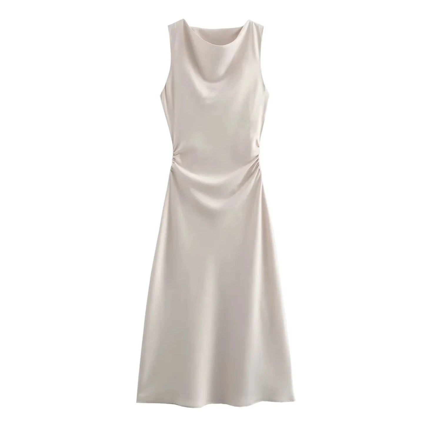 Summer Women's Satin Long Dresses Fashion Sleeveless Elegant Evening Party Dresses