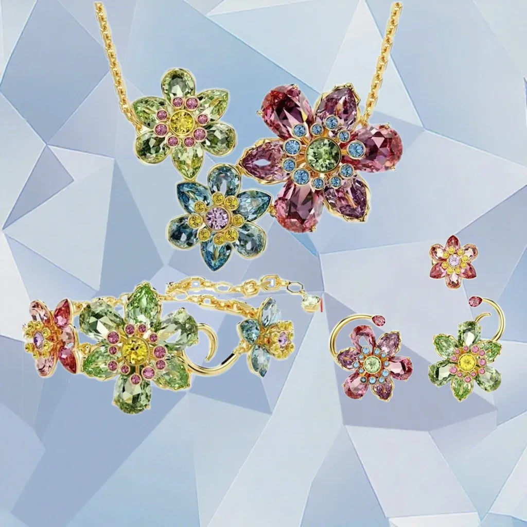 Gold Plated Zirconia Crystal Pendant Set for Women