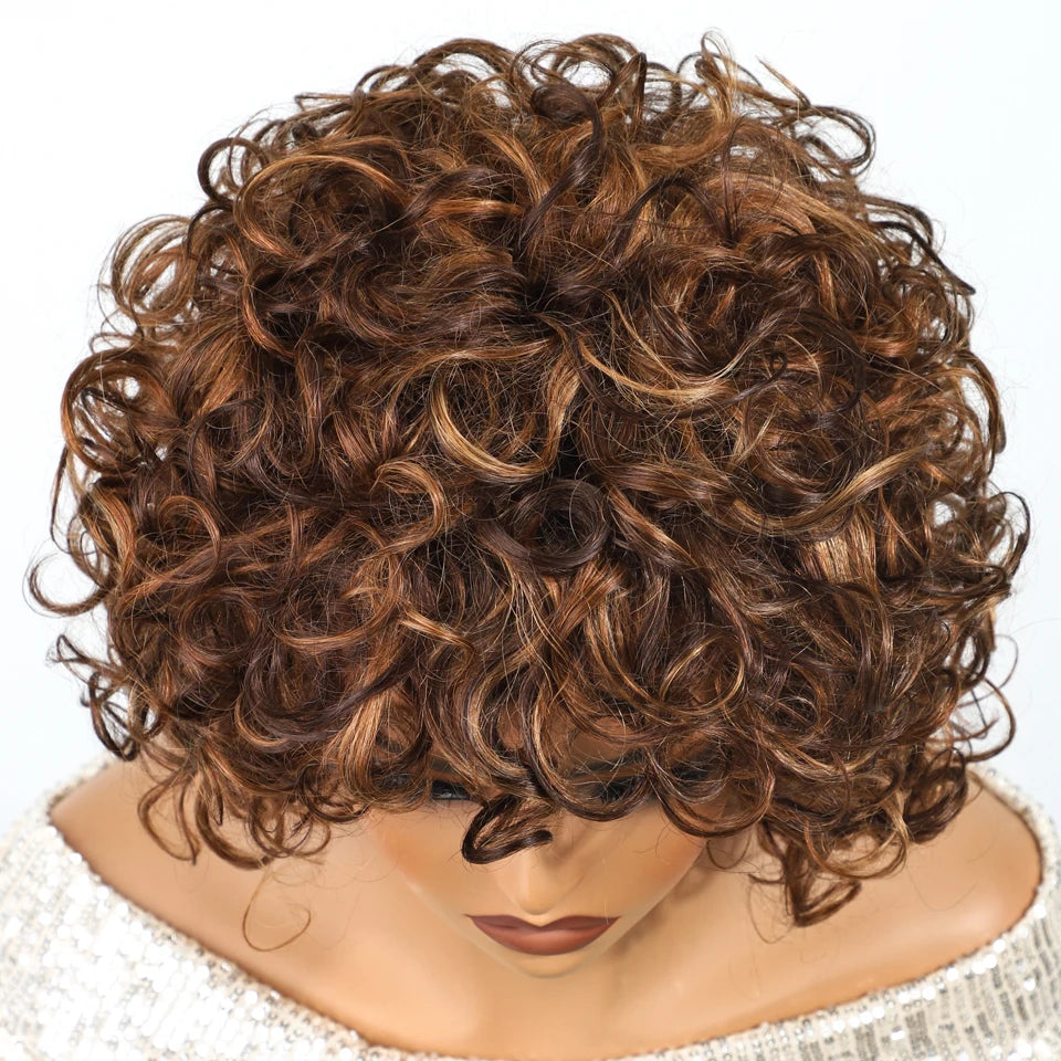 Glueless Curly Brazilian Short Human Hair Wig for Women