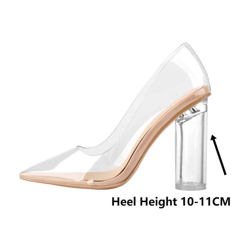 Clear Buckle Strap High Heel Pointed Toe Pumps for Women