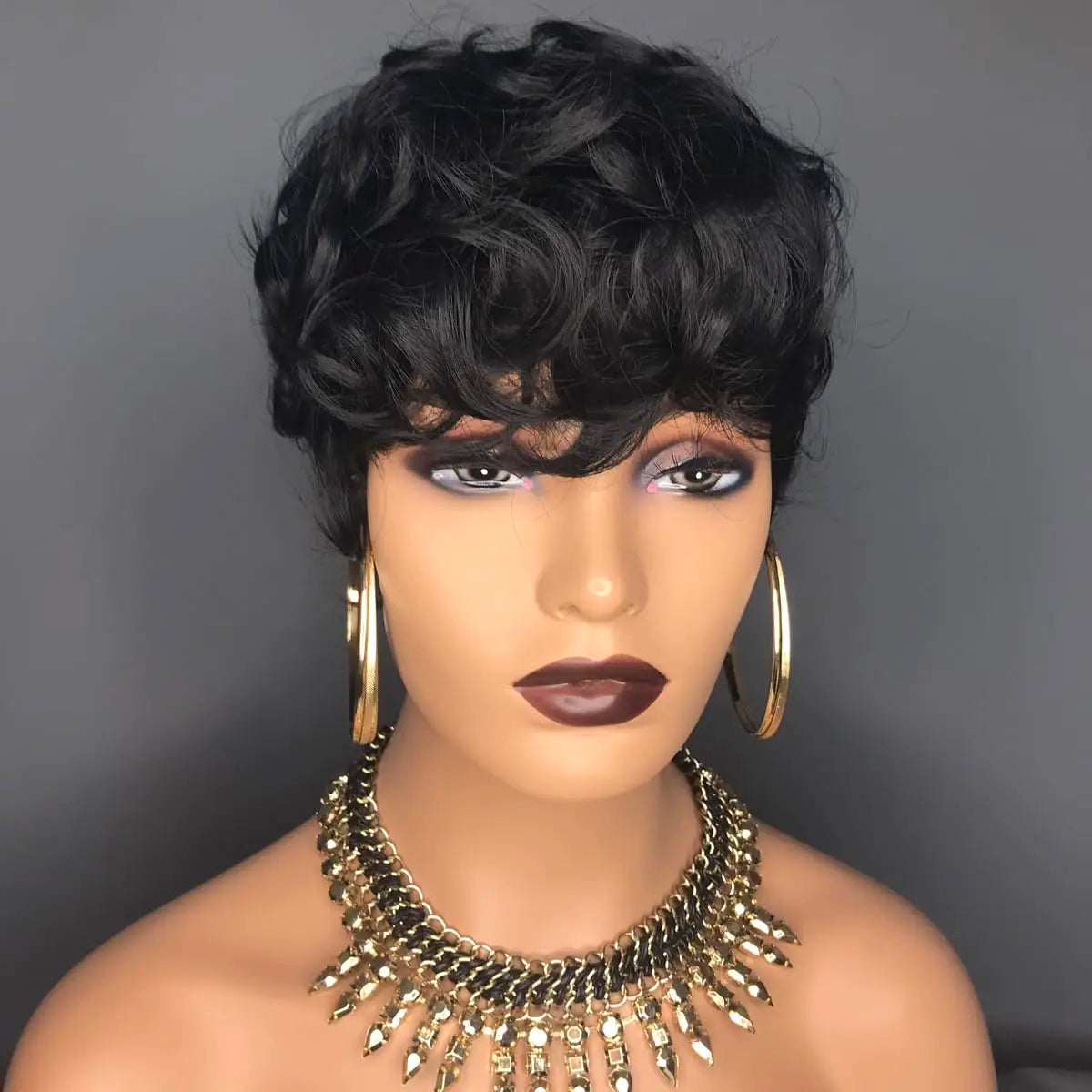 Natural Heat Resistant Curly Synthetic Pixie Wig for Women