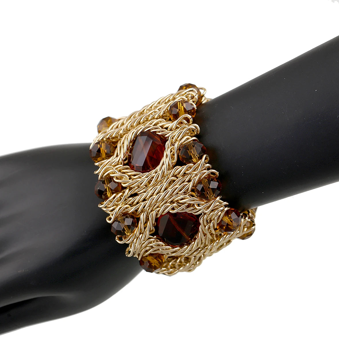 Beaded Crystal Statement Elastic Bracelet for Women