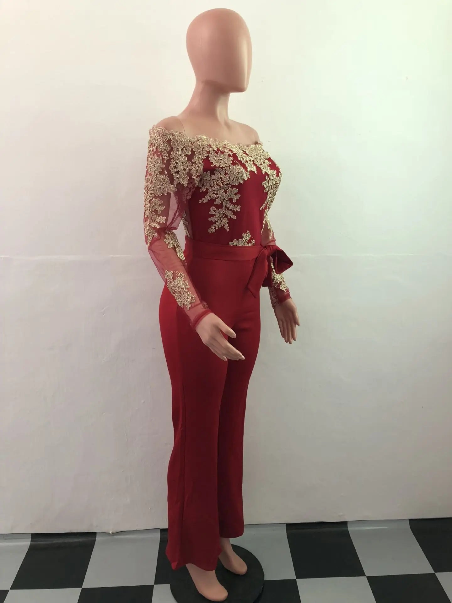 Elegant Lace Stitching Wide Leg Jumpsuit for Women