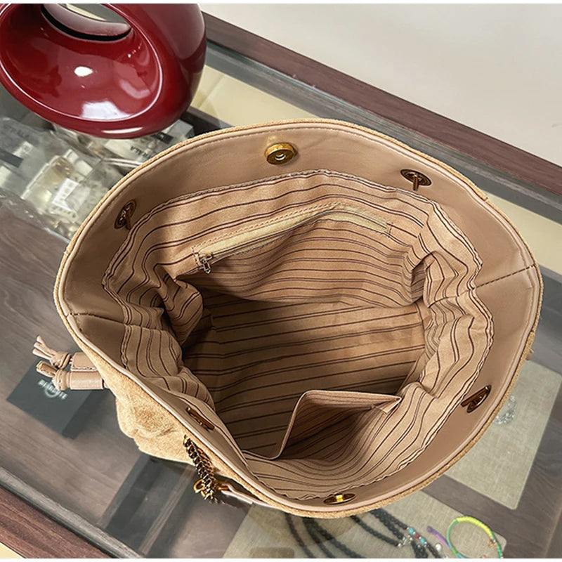 Brand Diamond-shaped Underarm Bag New Women Luxury Retro Fashion Versatile Drawstring Chain Bag Textured Hardware Shoulder Bag