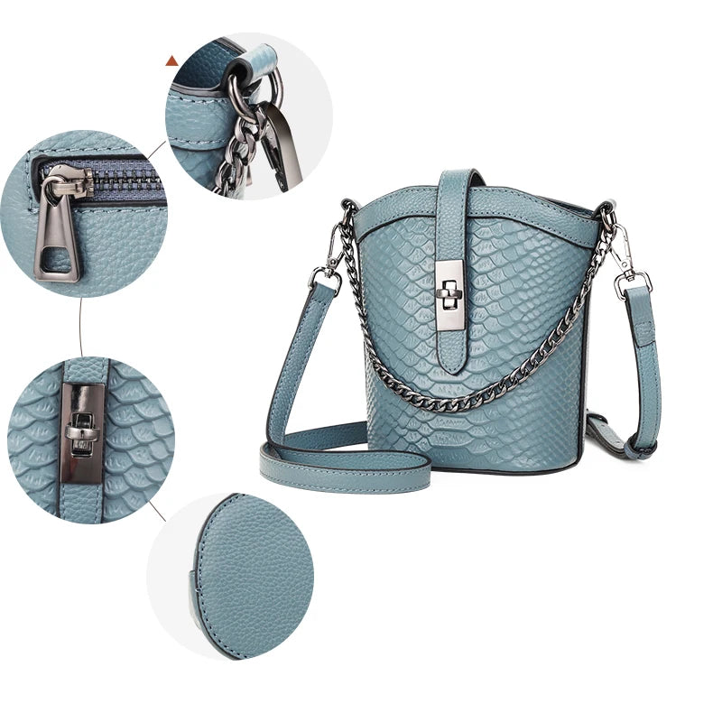 Genuine Leather Crocodile Pattern Crossbody Bag for Women