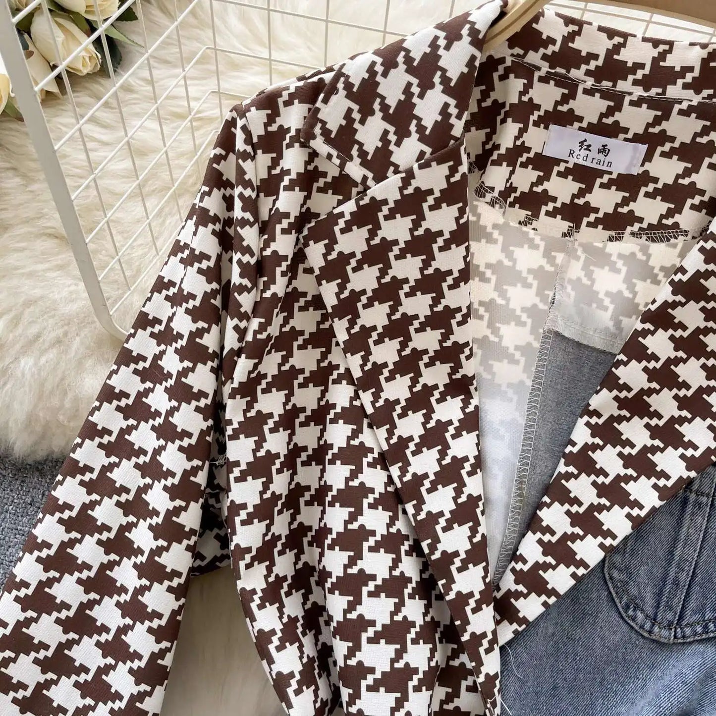 ANJY Autumn New Women Vintage Streetwear Ins Stylish Denim Patchwork Single Breasted Coat Casual Elegant Asymmetric Blazer A8421