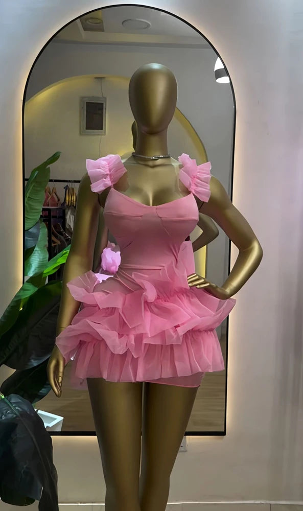 Elegant Ruffled Hem Sleeveless Mini Dress for Women