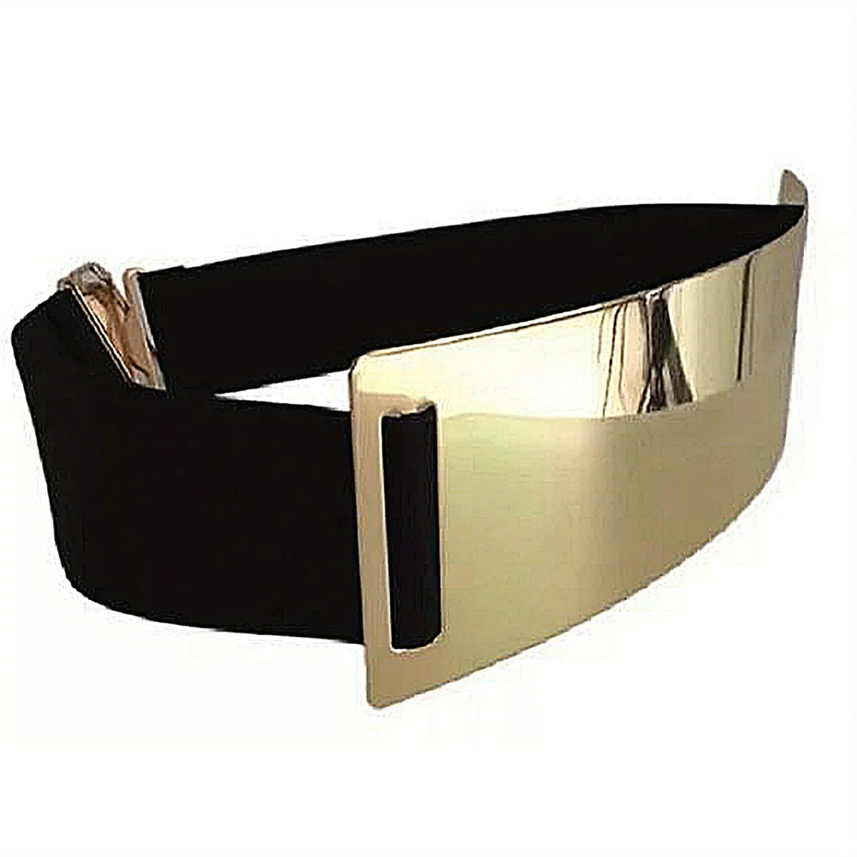 Punk Inspired Metallic Glossy Wide Waist Belt for Women
