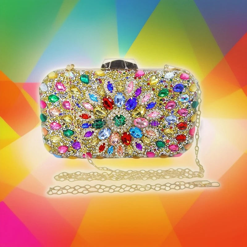 Rhinestone Sunflower Evening Clutch Handbag for Women