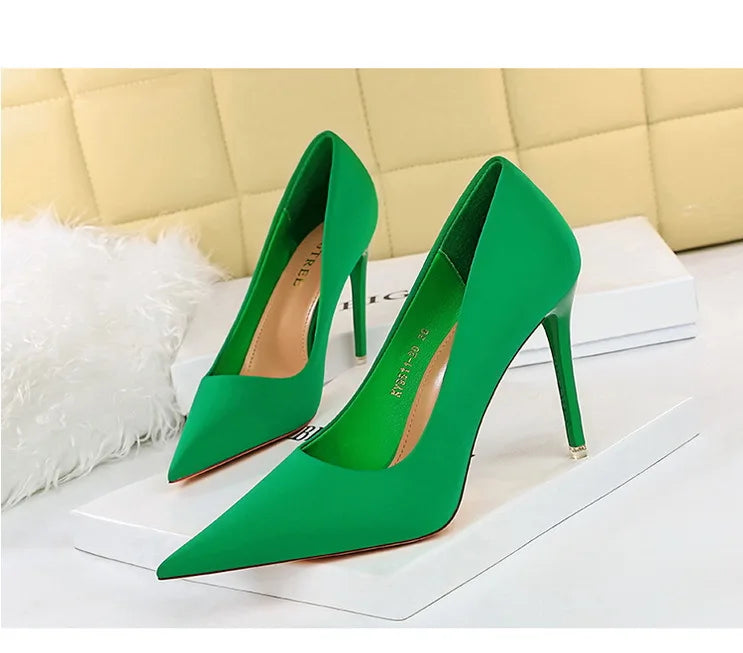 Elegant Purple Satin High Heel Stiletto Pumps for Women