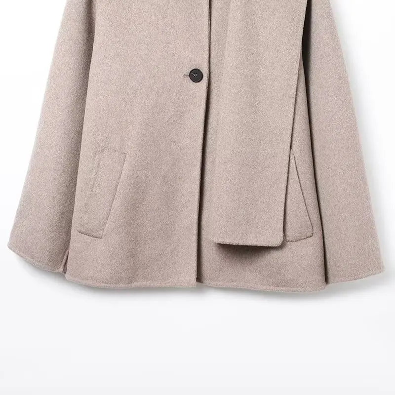 Classic Long Trench Coat With Detachable Scarf for Women