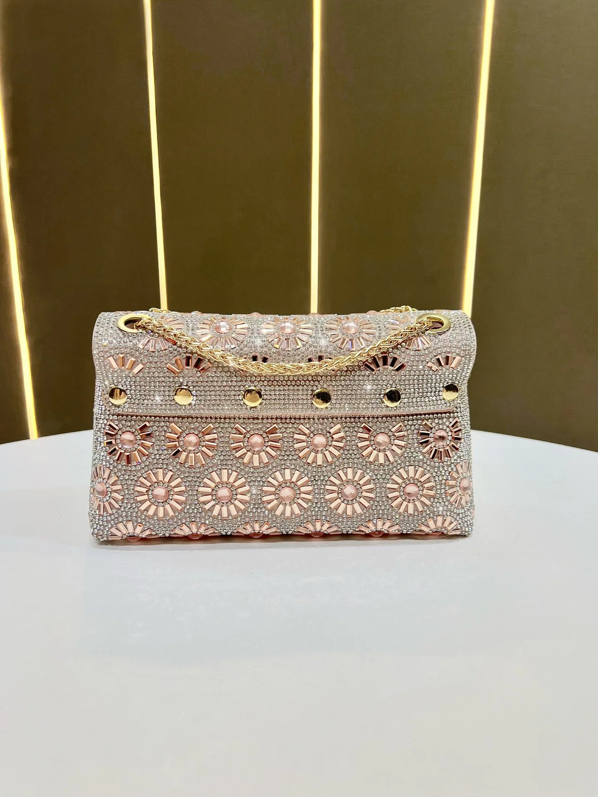 Full Rhinestone Square Shoulder Messenger Bag for Women
