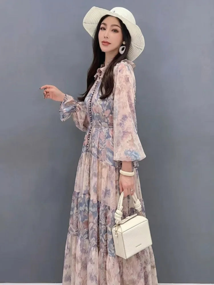 Printed Long Sleeve Maxi Dress