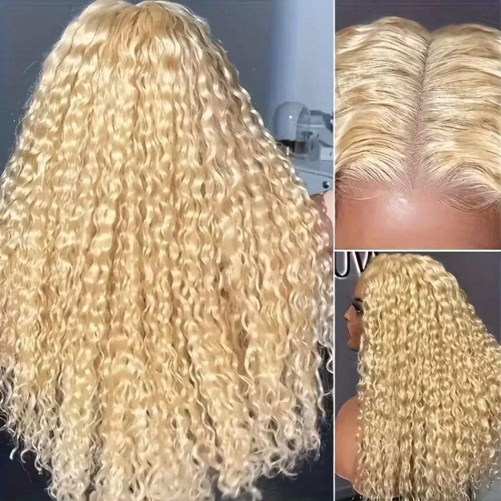 Deep Wave Blonde Lace Front Human Hair Wig for Women