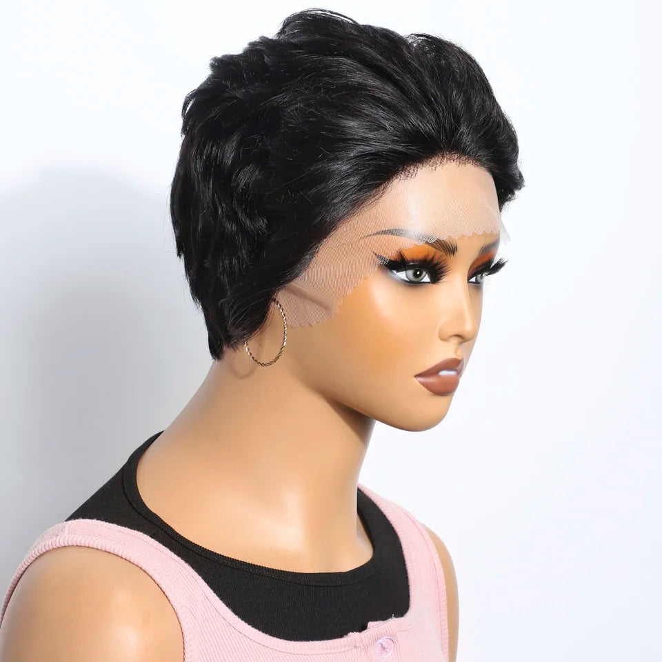 Blonde Short Pixie Cut Silky Lace Front Wig for Women