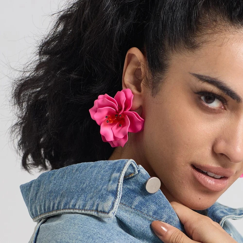 Exaggerated Ethnic Handmade Flower Drop Earrings Bohemian Acrylic Lovely Earrings High Quality Statement Female Jewelry