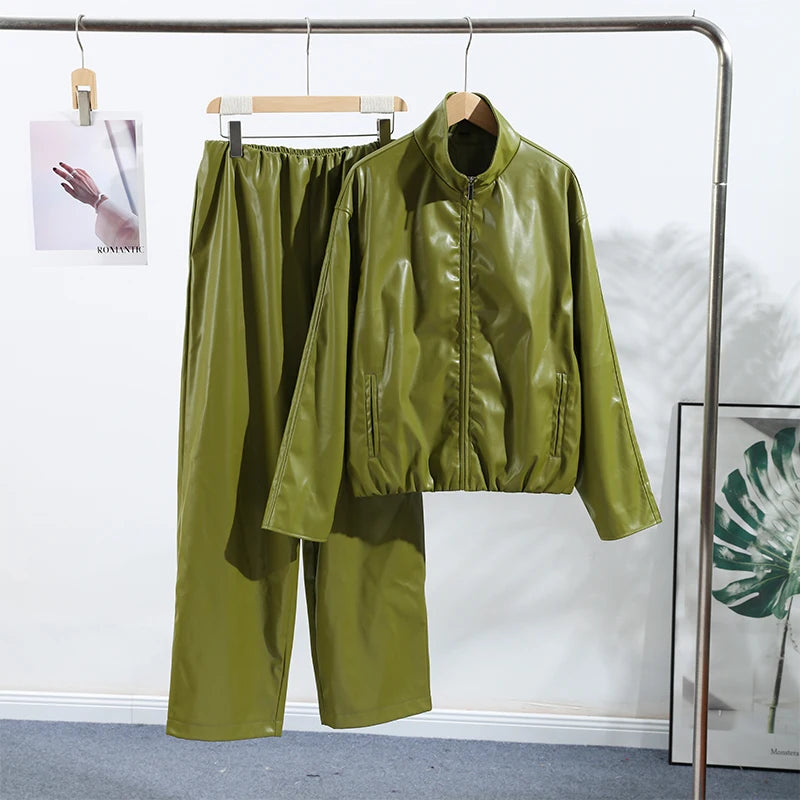Vintage Leather Skirt Set