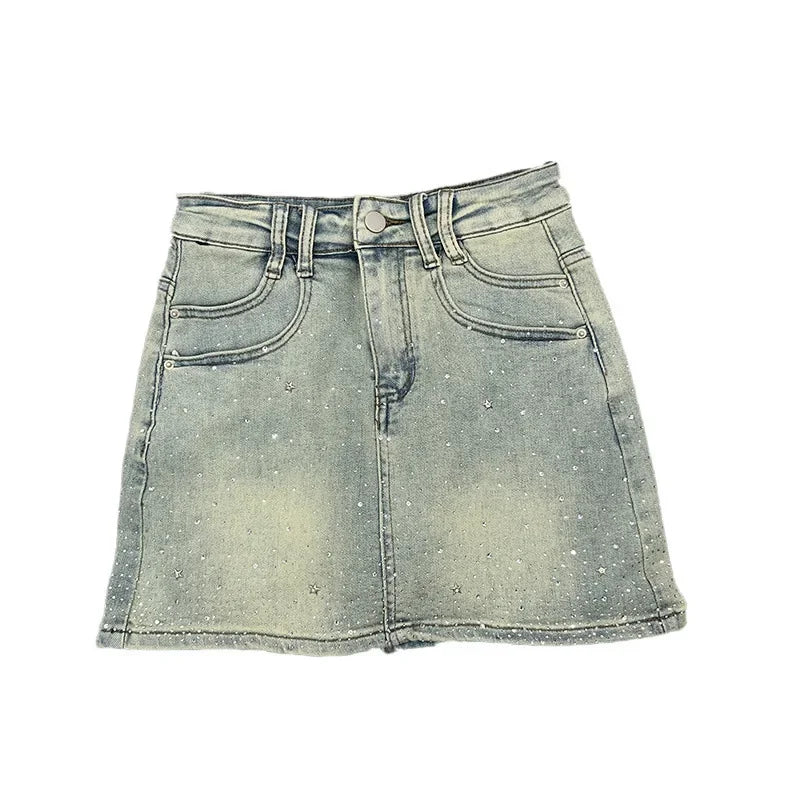 High-Waisted Mini Dress With Rhinestone Embellishments Sensible Design Denim Skirt For Women New Summer Style #17